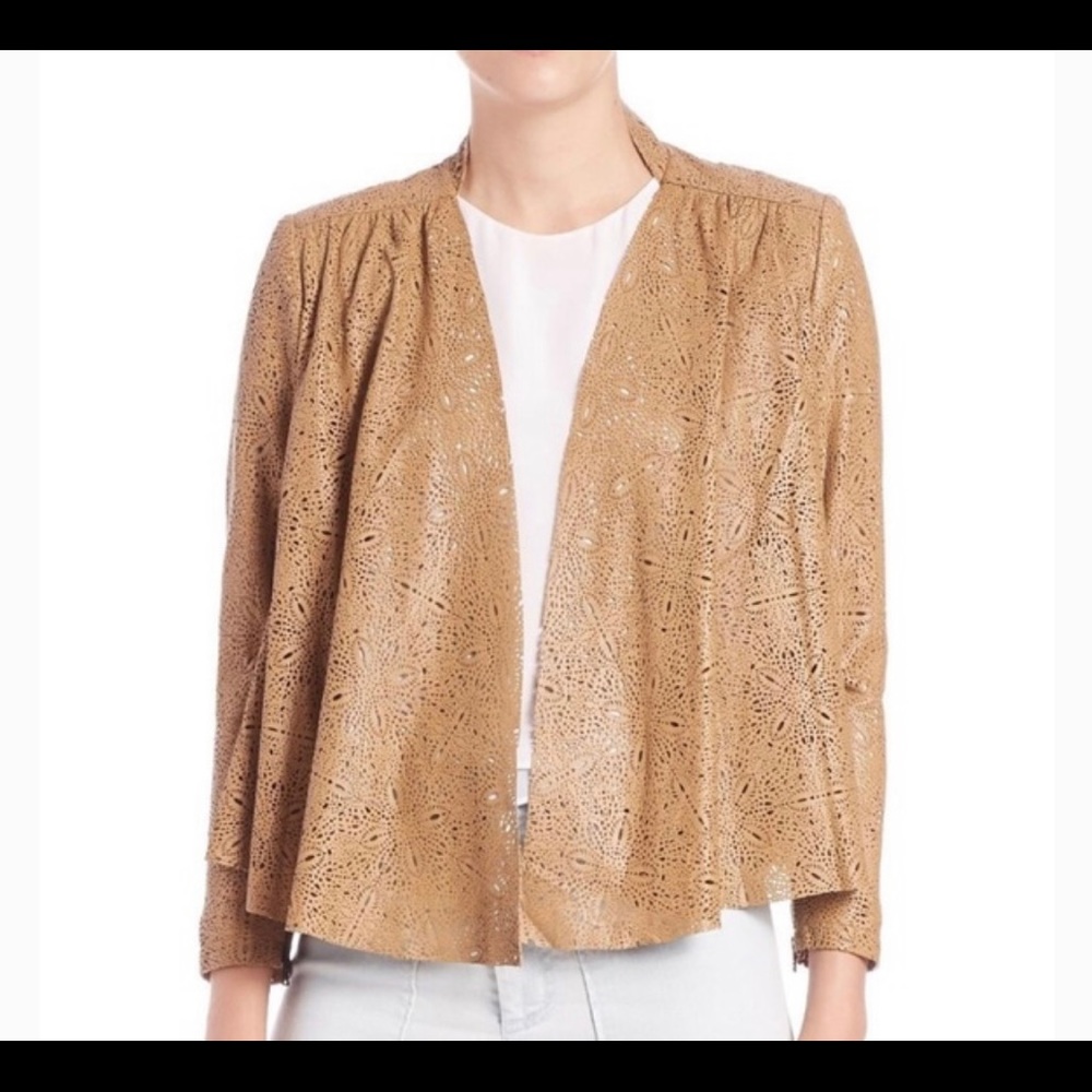 Alice + Olivia Leather Laser Cut Jacket Small